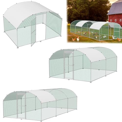 LILIIN 3x2x2m Freilaufgehege Hühnerstall Käfige Kleintierstall aus Verzinkter Stahl, Geflügelstall Hühnerhaus Bogenform Design mit PE Sonnenschutzdach Winterfest, mit Schloss, Kuppeldach