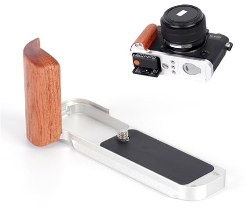 SZZCNOX X-T30 II/X-T30 Kamera L-Halterung Holzgriff für Fuji Fujifilm XT20 II/XT20/XT10 II/XT10 Kameras, Arca Schnellwechselplatte Metall Handgriffhalter mit 1/4 Zoll Gewindeloch (Silber)