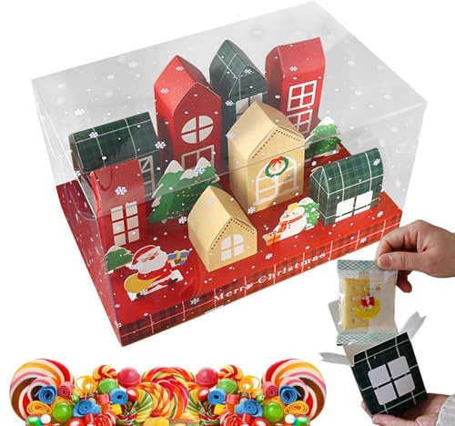 DIY Adventsboxen - Countdown-Kalender 2025 für Feiertags-Leckereien | Papiermaterial mit festlicher Verpackung, leere Geschenkboxen zum Befüllen, kreative Verpackung für Schokolade, Snacks, Basteln