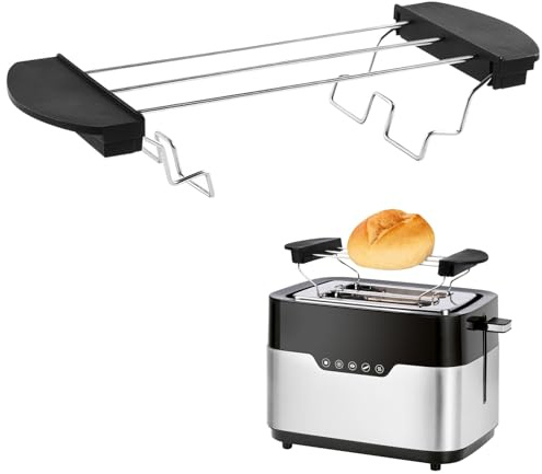 Brötchenaufsatz Für Toaster,Toaster Aufsatz Universal,Edelstahl Toast | Toaster Aufsatz Für Brötchen,Toasthalter Für Heißluftfritteuse Mit Griff 2 Scheibenlöcher Brotregal Für 2 Scheibe Toaster