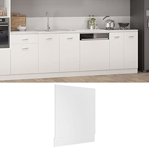 Dishwasher Panel Lyon White 59.5x3x67 cm Engineered Wood Front Cover for Seamless Cabinet Integration, Durable and Easy to Clean