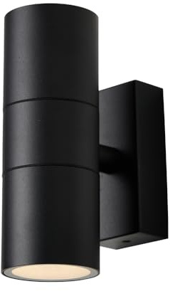 LITECRAFT Kenn Up & Down Outdoor Wall Light, Black | IP65 Rated, GU10, Garden