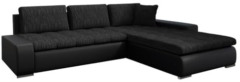 Mirjan24 Eckcouch Ecksofa Orkan, Elegante Sofa mit Schlaffunktion und Bettfunktion, Bettkasten Couch L-Sofa, Ottomane Universal (Soft 011 + Lawa 06)