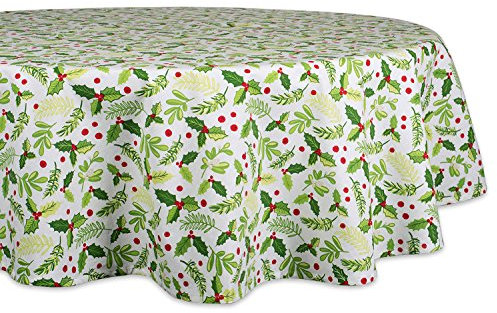 DII Boughs of Holly Collection Dekorative Weihnachtsdekoration für Esstisch und Küche, 177,8 cm rund, Weihnachtsgrün