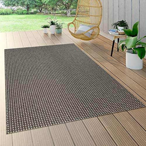 Paco Home In- & Outdoor Teppich Balkon Terrasse Küchenteppich Gartenteppich Modern, Grösse:200x290 cm, Farbe:Anthrazit 3