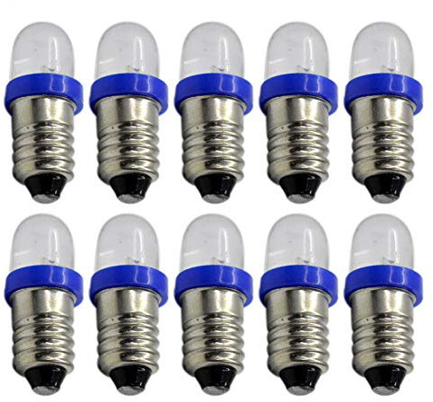 Ruiandsion 10 x LED-Taschenlampen, 6 V, E10, Mini-Lampen, blau