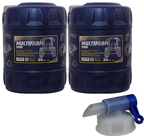 MANNOL SAE10W-30W Lot de 2 bidons d'huile moteur 20 litres d'huile moteur multifarm STOU Engine Oil + robinet d'écoulement
