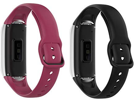 Tencloud Ersatzarmband für Samsung Galaxy Fit SM-R370 Armband Fitness-Tracker, weiches Silikon, 2 Stück (Wein+Schwarz)