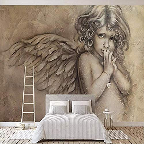 ZZXIAO Angel Wall Murals Wallpaper Painting Custom Living Room TV Background Wall Decor Wa Wallpaper Grey Wall Sticker Border Living Room for Bedroom Rose Blue Mural Kids Rose Gold purple-430cm×300cm