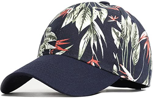 Yixda Damen Blumen Baseball Cap Verstellbar Basecap Tennis Golf Sport Kappe (Baseball, Navy)