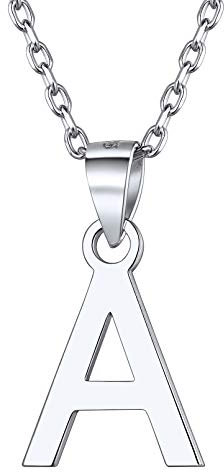 ChicSilver Silber Kette mit Buchstabe A Anhänger Freundschaftskette Partnerkette für Paar Pärchen