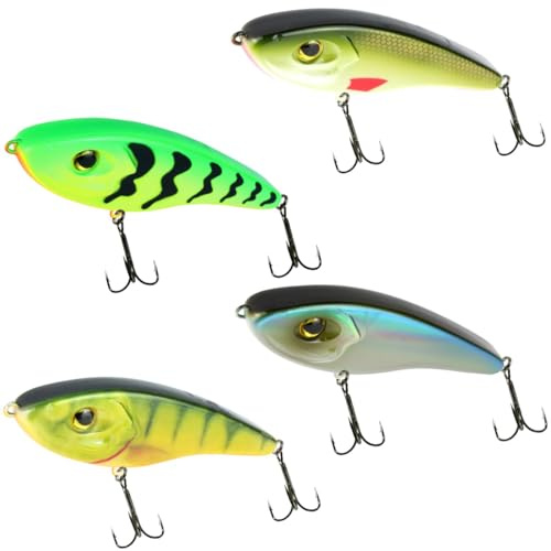 4 Seika Pro Wobbler Sendai 11,5cm 32g - Kunstköder Set zum aktiven Raubfischangeln, Hechtangeln, Jerkbaitangeln, Hardbait für Hechte