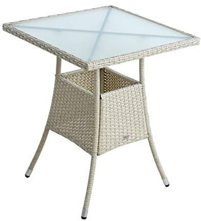 ESTEXO Polyrattan Gartentisch Beistelltisch Rattan Tisch Balkontisch Gartenmöbel Terrassentisch 60x60 cm (Beige)