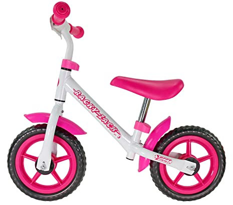 BEST SPORTING Laufrad ab 2 Jahren I Laufrad 12 Zoll I Kinderlaufrad mit Schutzblech und Kunststoff-Felgen I pink - weiß I Mädchen Laufrad mit Schaumstoff-Reifen I Kleinkindlaufrad Racky-Zack