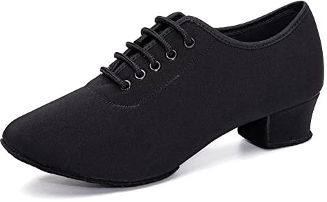 AOQUNFS Zapatos de Baile Latino Mujer Cordones Cerrados Tacón Bajo Zapatos de Baile de Salsa Tango Moderno Jazz de Practica,3.5cm-LDMD-Negro,EU38.5