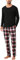 Uniexcosm Pyjama Homme Coton Long Hiver Carreaux Col Ronde Manches Longues Ensemble de Nuit avec Poches Latérales B-Noir Foncé L