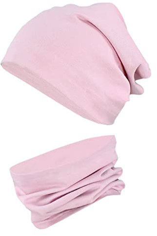 TupTam Unisex Kinder Beanie Mütze Schlauchschal Set, Farbe: Altrosa, Größe: 50-52