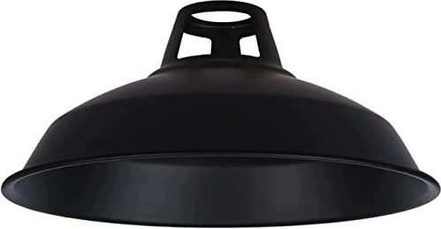 LEDSone - Pantalla de techo industrial para lámpara colgante de techo con forma de cúpula curvada de estilo retro vintage (Negro)