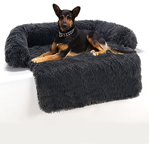 Yuly Couchkissen für Hunde und Katzen, Plüsch Hundematte Grosse Hundebett Hundesofa, Sofaschutz, Hundematratze mit Rutschfester Unterseite aus Gummigranulat, Waschbar, 105 * 94 * 15cm