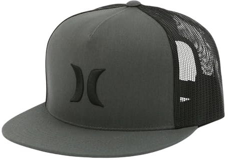 Hurley Icon Solid Flat Trucker Snapback Cap One Size (Black Pigment)