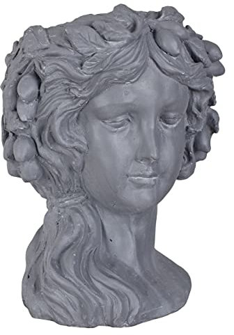 Frauenkopf Pflanzschale Büste Pflanzkopf Jugendstil Gartenbüste 30 cm Dekobüste Grau aja284 Palazzo Exklusiv