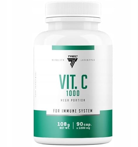 Trec Nutrition - Vitamin C 1000mg pro Kapsel - L-Ascorbinsäure - Vitalität Lebensstil - Für das Immunsystem - 90 Kapseln