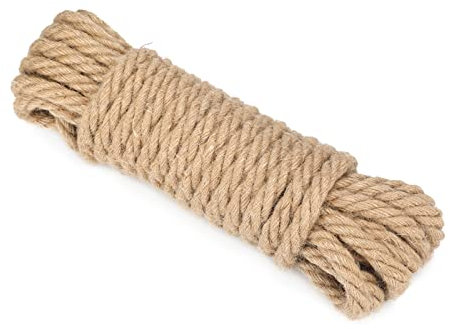 KINGLAKE Cuerda de yute de 14 mm de grosor, 10 m, 4 capas, cuerda de cáñamo, cuerda de yute fuerte para envolver jardín, decoración del hogar, agrupación de jardinería