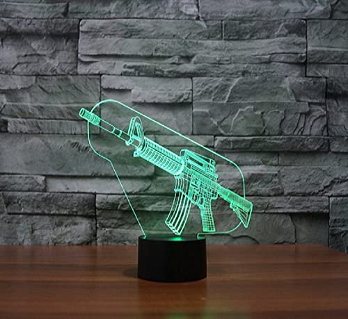SUPERRUIDALONG 3D Pistole Illusions Lampen Tolle 16 Farbwechsel Acryl berühren Tabelle Schreibtisch-Nachtlicht mit für Kinder Schlafzimmer Geburtstagsgeschenke Geschenk changeant lumières LED