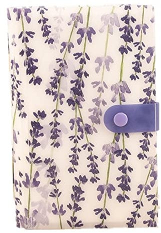 XZSomaloy 20 Pages 120 Slots Nail Art Sticker Storage Book - Purple Floral Wisteria Flower Design - Display Book for Nail Art Stickers