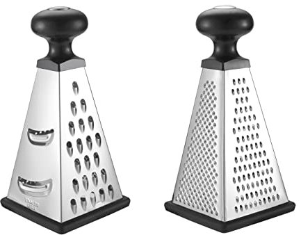 Royal Cuisine 4-Sided Multi-Purpose Stainless Steel Box Cheese Grater for Coarse, Medium, Fine, Micro-Grating/Zesting/shredding/Slicing Vegetables & Cheese- Garlic Lemon Zester