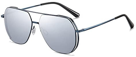 Cyxus Unisex 1046s05 Sonnenbrille, 20-Linsen Silber, Blauer Rahmen