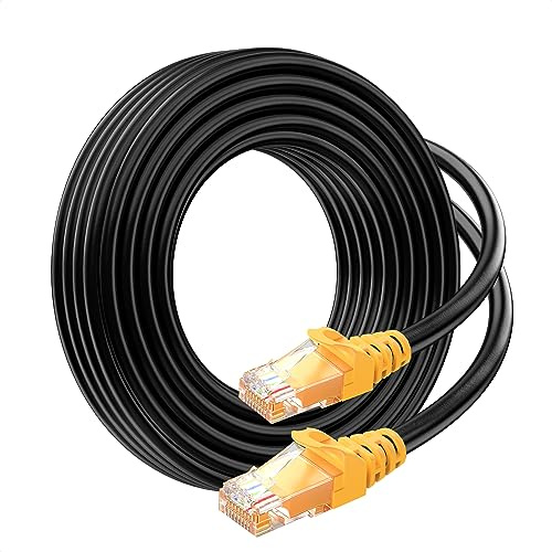 Cable MattersCat 6A Outdoor UTP 24 AWG Ethernet Patch Cable in Black - 50ft | Direct-Burial Rated, Waterproof/Weatherproof, 500MHz, Long Cat6a PoE Cord