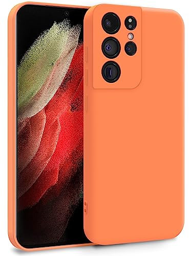 MyGadget Hülle für Samsung Galaxy S21 Ultra - Zweilagige Handyhülle mit Kameraschutz - Cover mit Innenfutter & Silikon außen - Orange