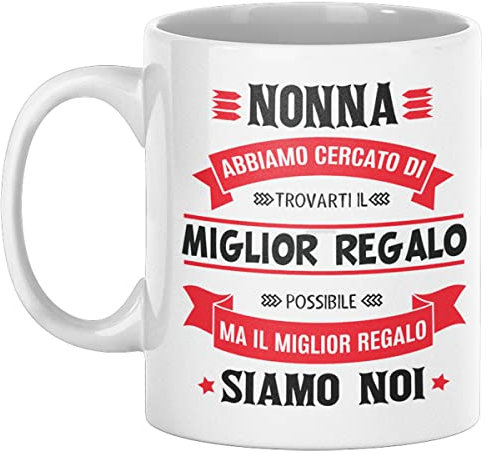 Vulfire Nonna Tazza Regalo donna compleanno Idea originale Idee Regali per lei per Natale festa dei nonni, Miglior regalo siamo noi (Bianco, Nonna, Ceramica)