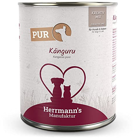 Herrmann's - Kreativ-Mix Känguru | Reinfleisch - 6 x 800g - Nassfutter - Für Hund & Katze