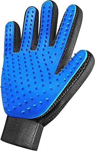 Pet Beauty Gloves - Suitable for dogs and cats. Gentle hair removal brush, massage tool, efficient pet hair removal tool, very suitable for long and short hair, right hand only (blue)