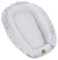 PIMKO Babynest mit rüschen Babynestchen für Baby Kuschelnest Babykokon für Säuglinge und Neugeborene 100% Baumwolle Nestchen geeignet für Zuhause 55 x 90 cm (Grau mit Klappe)