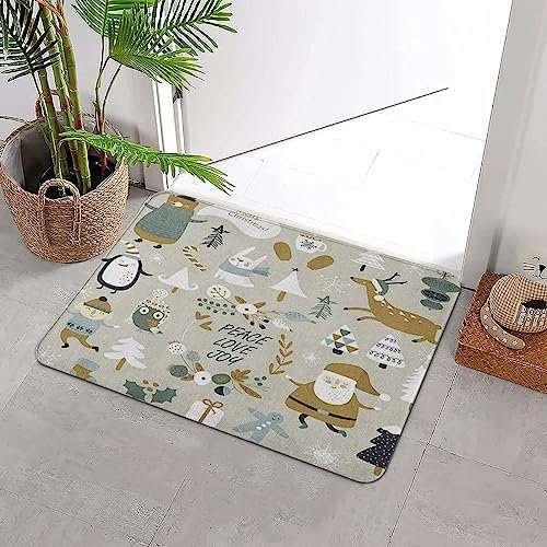 ERICAT Tappeto da Bagno Antiscivolo Igroscopicità,S di Natale con il simpatico orso di Babbo Natale in una tazza di cioccolata calda,Tappettino per Soggiorno e Casa Moderna Lavabile 40X60CM