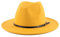 Upstore Klassischer Fedora-Hut aus Wolle für Damen, mit Gürtelschnalle, Filz, breite Krempe, Panamahut (gelb)