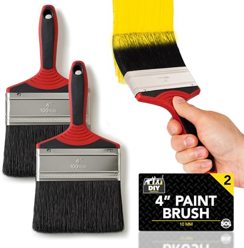 SOL 12pk 4in Paint Brushes - Large Brushes for Interior & Exterior Use | Wide coverage for walls, fences, decking and sheds, smooth even application