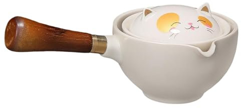 Théière de Voyage Portable en Céramique, 1Pc Théière magique Théière pour chat avec passoire et poignée Théière Semi-Automatique Rotation 360 Théière Chinoise Outil de Préparation du Thé en Froid