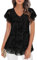 Syphiby Chiffon Tops for Women UK Short Sleeve Summer Tops for Women UK Casual V Neck Blouses Shirts For Women UK Floaty Tops For Women UK Ladies Tunic Tops to wear with Leggings Mesh Evening Tops