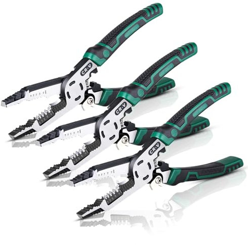 Duogalia 10-in-1 Wire Stripper Pliers, Cable cutters, 9 Multifunctional Combination Plier with Wire Stripper Crimper Cutter, Screw Gripping Pliers Hand Tool for Electrical Engineer (3PC)