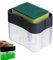 Esforzarse Dispensador Cocina, Líquido Lavavajillas Manual de plástico Soporte con Esponja Incluida para Fregadero de Cocina, para Cocina, Lavabo sobre encimera, detergente.