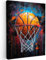 MuchoWow© Impression sur Toile Decoration Murale Peinture 30x40 cm Tableaux Decoratifs Muraux Décoration Chambre Graffiti - basket - sport - noir - street art - Banksy