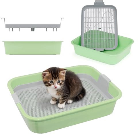 4BIG.fun Kitten Toilet Small Cat Litter Tray for Kittens with Strainer Toilet for Small Animals Rabbit Toilet Rodent Toilet Green