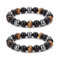 SpetngSake 2 Stück Tigerauge und Obsidian Armband 10MM - Dreifacher Schutz Mit Tigerauge,Obsidian Stein Armband für Männer und Frauen,Natürliches Tigerauge Geschenk für Freunde,Ehemann(10mm,19cm