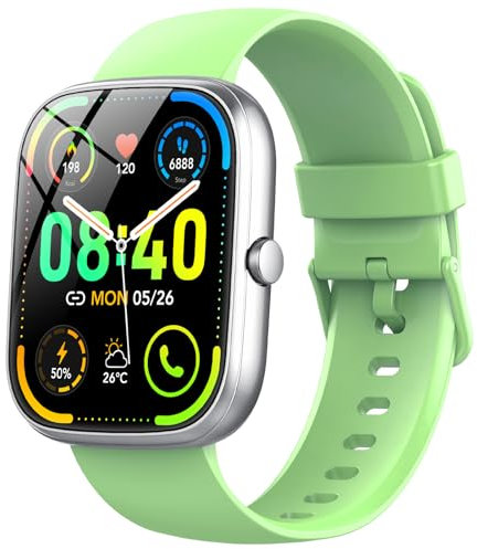 taopodo Smartwatch, 1,91 Voll Touch Smartwatch Herren mit 70 Sportmodi,IP68 Wasserdicht Sportuhr, Fitnessuhr mit Puls-Schlaf-Monitor Schrittzähler(Grün)