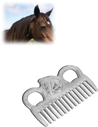 Curry Comb For Horse, Mane Towing Comb For Horses, Mane Comb For Horses, Portable Animal Husbandry Horse Hair Metal Comb Polishing Technology Washing Opening Knot Supply
