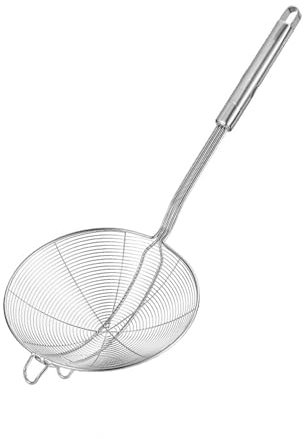 SEABABOO Grande Scolapasta In Acciaio Inox Diametro 15.5cm Scolapasta Schiumarola Schiumarola Ragno Acciaio Con Manico A Gancio Setaccio A Rete In Acciaio Inossidabile Schiumarola per Cucinare Fritti